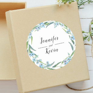 Sticker Rond Mariage Élégant aux Fleurs Sauvages Rustiques et V