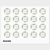 Sticker rond Mariage élégant aux Roses Blanches (Feuille)