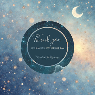 Sticker Rond mariage élégant bleu galaxie ciel