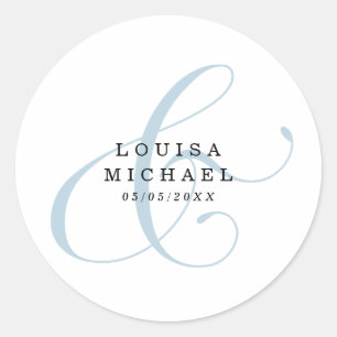 Sticker Rond Mariage Élégant Bleu Poussiéreux Esperluette