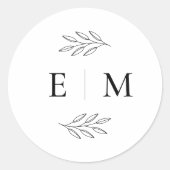 Sticker Rond Mariage Élégant Chic Moderne Simple Chic Monogramm (Devant)