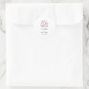 Sticker Rond Mariage Élégant de Fleurs Sauvages de Prairie Esti