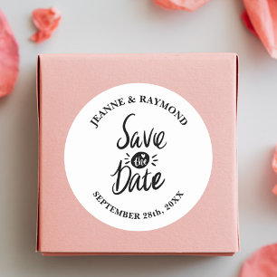 Sticker Rond Mariage Élégant et Raffiné Enregistrez la date