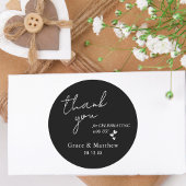 Sticker Rond Mariage élégant Favor Merci noir & blanc