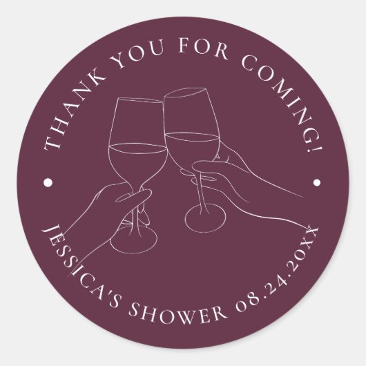 Sticker Rond Mariage Élégant Fête de Vin (Devant)