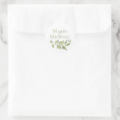 Sticker Rond Mariage Élégant Feuillage Sage Vert Simple Favoris (Sac)