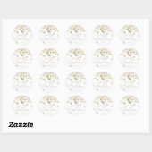 Sticker Rond Mariage Élégant Fleur Sauvage Daisies Moderne (Feuille)