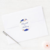 Sticker Rond Mariage élégant floral de la marine (Enveloppe)