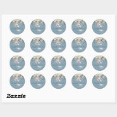 Sticker Rond Mariage élégant floral Dusty Blue Eucalyptus (Feuille)