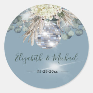 Sticker Rond Mariage élégant floral Dusty Blue Eucalyptus