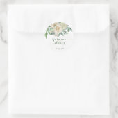 Sticker Rond Mariage Élégant Floral Neutre Rose Or (Sac)