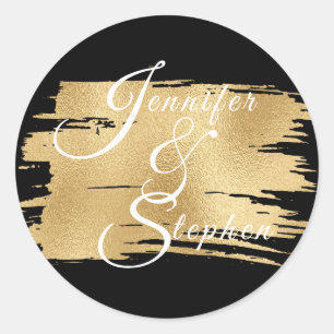 Sticker Rond Mariage Elegant Gold et Noir