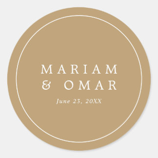 Sticker Rond Mariage Élégant Minimaliste Bordure Or