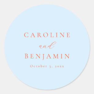 Sticker Rond Mariage élégant minimaliste calligraphie bleue ora