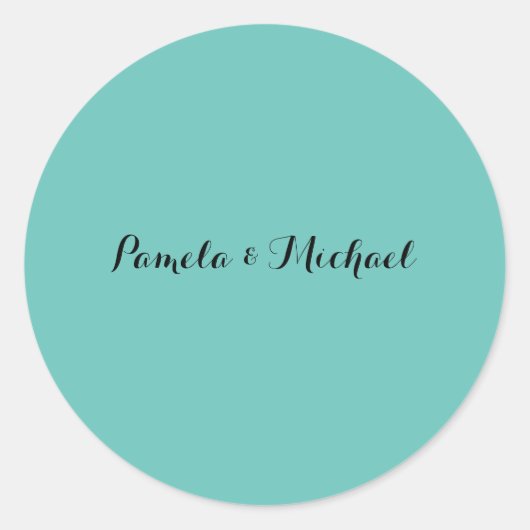 Sticker Rond Mariage Élégant minimaliste classique bleu (Devant)