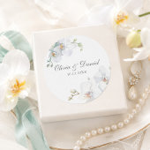 Sticker Rond Mariage Élégant Moderne à l'Orchidée Blanche