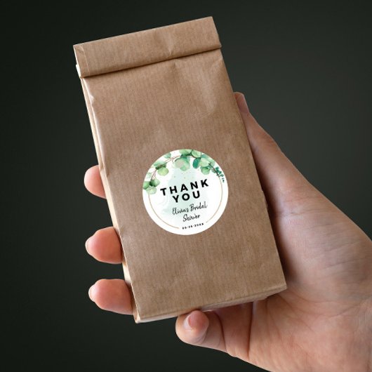 Sticker Rond Mariage élégant moderne boho verdure eucalyptus