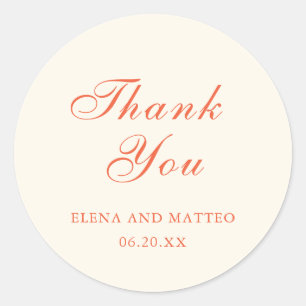 Sticker Rond Mariage Élégant Moderne Classique Terracotta
