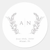 Sticker Rond Mariage élégant monogramme (Devant)