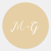 Sticker Rond Mariage Élégant Neutre Terrien Script Gras (Devant)