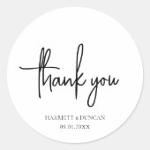 Sticker Rond Mariage élégant noir et blanc intemporel (Devant)