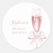 Sticker Rond Mariage élégant : perles et Prosecco rose (Devant)
