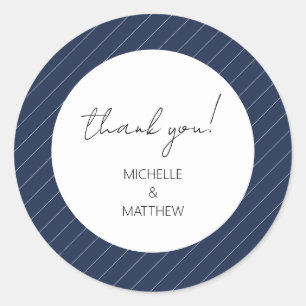 Sticker Rond Mariage élégant personnalisé bleu marine