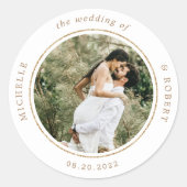 Sticker Rond mariage élégant photo monogramme (Devant)