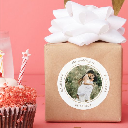 Sticker Rond mariage élégant photo monogramme (Fête)