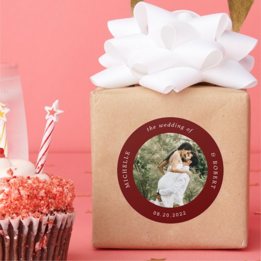 Sticker Rond mariage élégant photo monogramme (Fête)