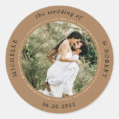 Sticker Rond mariage élégant photo monogramme (Devant)