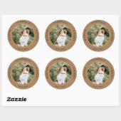 Sticker Rond mariage élégant photo monogramme (Feuille)