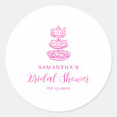 Sticker Rond Mariage élégant rose dessiné à la main moderne (Devant)