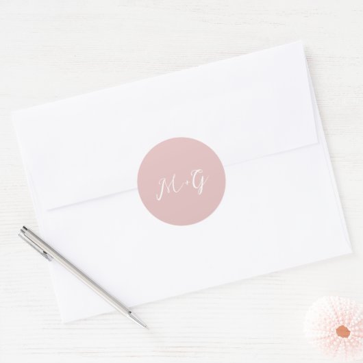 Sticker Rond Mariage élégant rose écriture gras (Enveloppe)