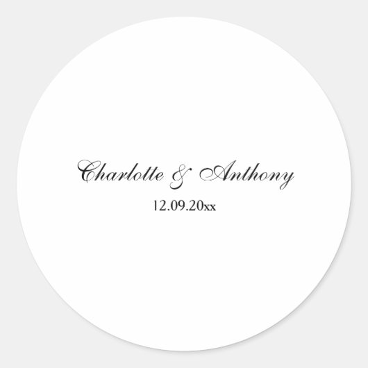 Sticker Rond Mariage Élégant Script Creative Black White (Devant)