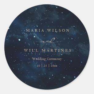 Sticker Rond Mariage élégant sous les étoiles Céleste