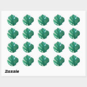 Sticker Rond Mariage élégant thème feuille tropicale verte et b (Feuille)