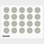 Sticker Rond Mariage Élégant Vert Classique Subtil (Feuille)