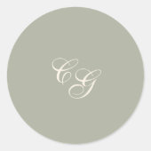 Sticker Rond Mariage Élégant Vert Classique Subtil (Devant)