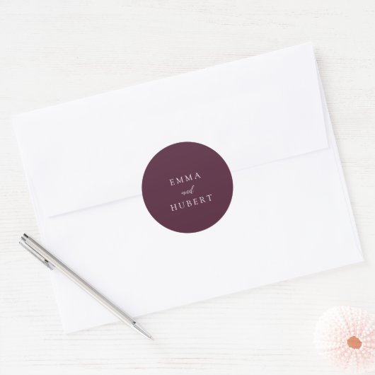 Sticker Rond Mariage élégant violet classique (Enveloppe)