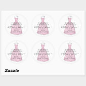 Sticker Rond Mariage élégante femme d'honneur robe rose classiq (Feuille)