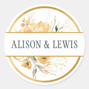 Sticker Rond Mariage Emerald et Gold Spring