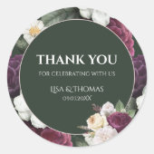 Sticker Rond Mariage Emerald Green Bourgogne (Devant)