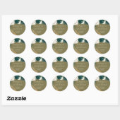 Sticker Rond Mariage Émeraude Vert jaune Rose (Feuille)