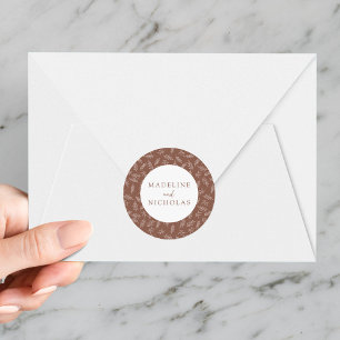 Sticker Rond Mariage en argile marron botanique minimaliste mod