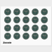 Sticker Rond Mariage en bande rose florale (Feuille)
