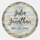 Sticker Rond Mariage en bois Chic Pastel de Shabby (Devant)