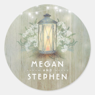 Sticker Rond Mariage en bois rustique pour lanterne et bébé
