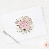 Sticker Rond Mariage en coton à base d'aquarelle rose pâle (Enveloppe)