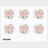 Sticker Rond Mariage en coton à base d'aquarelle rose pâle (Feuille)